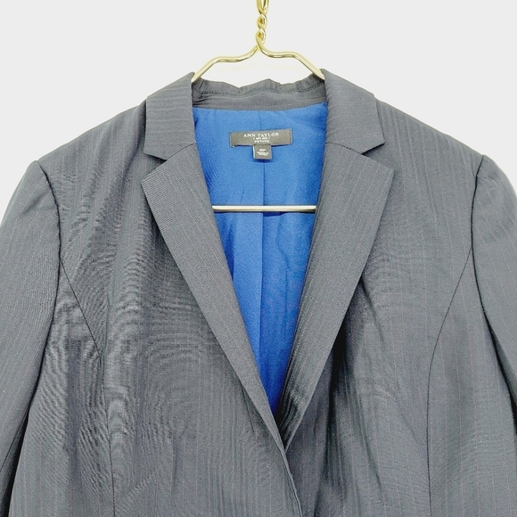 Ann Taylor Black Long Sleeve One Button Classic Formal Blazer 6068 - Picture 2 of 8